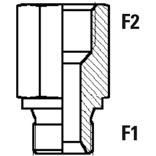 Dessin technique de Réductions filet gaz/métrique F/M métrique/gaz 100