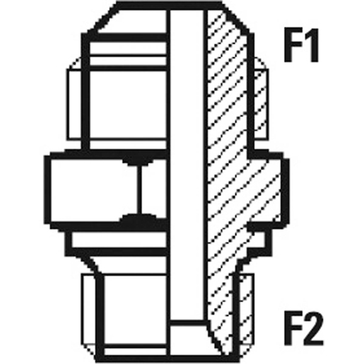 Technische Zeichnung von Nippel M/M Gewinde JIC UNF 37° GAS gebörd. 60° 100