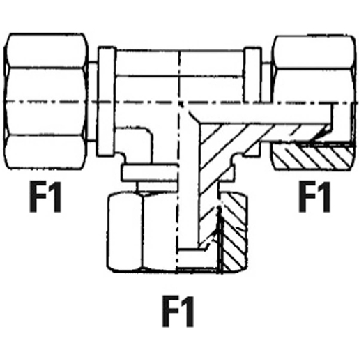 Technische Zeichnung von T-Gewinde-Adapter Innen/Innen/Innen GAS gebörd. 60° 100