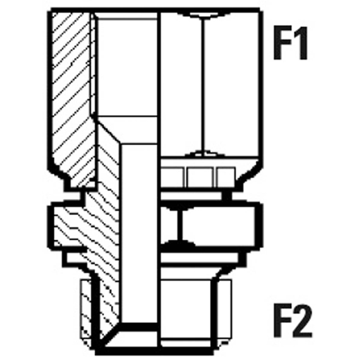 Technische Zeichnung von ADAPTER I.G.JIC BEW.A.G. GAS 9/16-3/8 100