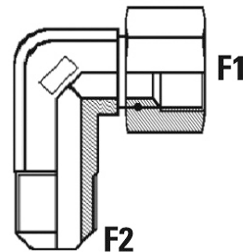 Dessin technique de Coude 90° JIC M/F 100