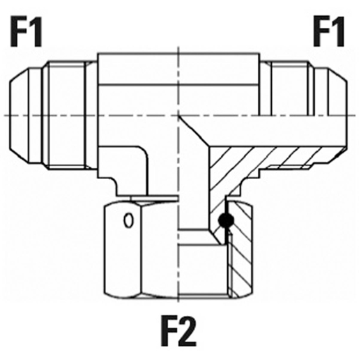 Dessin technique de Adaptateur JIC en "T" M/F/M JIC 100