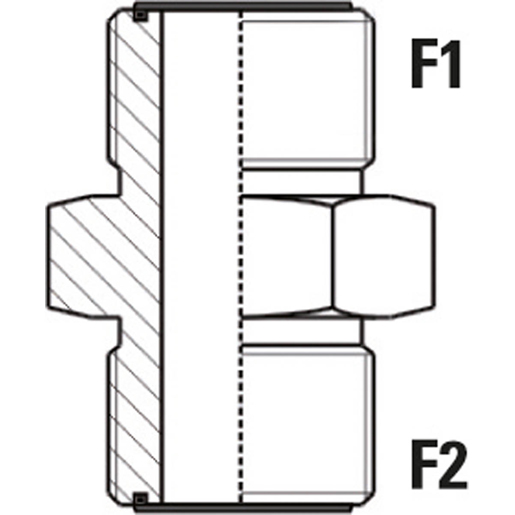 Technische Zeichnung von Nippel Gewinde O.R.F.S. 100