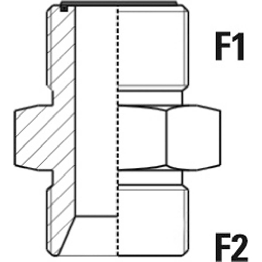 Technische Zeichnung von Gewinde Nippel M/M O.R.F.S.-GAS 100