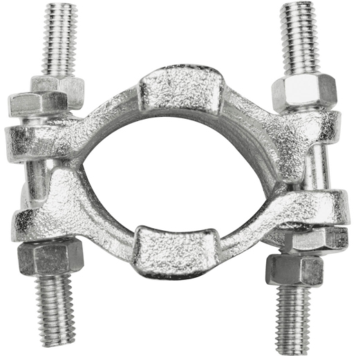 Schlauchklemme mit Spannbacken mit 4 Schrauben aus verzinktem Gusseisen