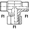 Technische Zeichnung von T-Gewinde-Adapter Außen/Innen/Außen GAS gebörd. 60° 100