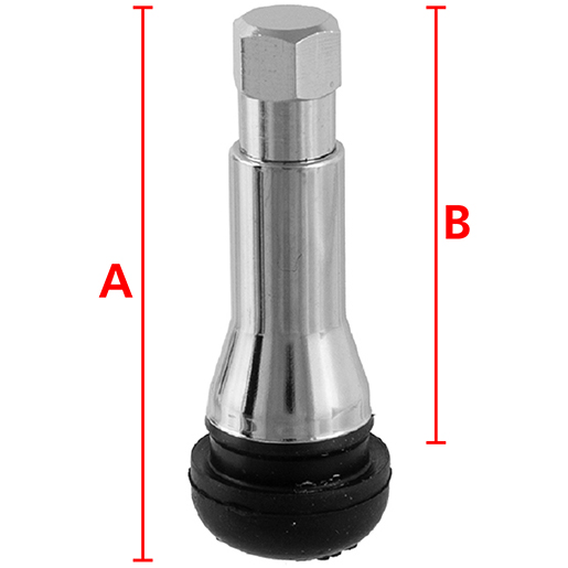 Valvola SNAP-IN cromata TR418 per pneumatici tubeless auto Disegno tecnico di Valvola SNAP-IN cromata TR418 per pneumatici tubeless auto 100