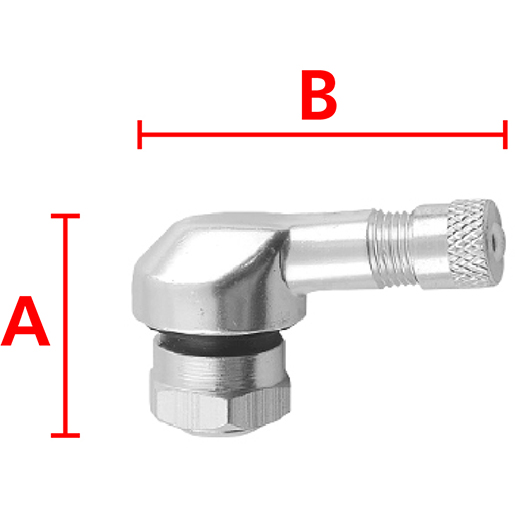Valvola angolare 90° in alluminio per tubeless moto Ø foro 11,3 mm Disegno tecnico di Valvola angolare 90° in alluminio per tubeless moto Ø foro 11,3 mm 100