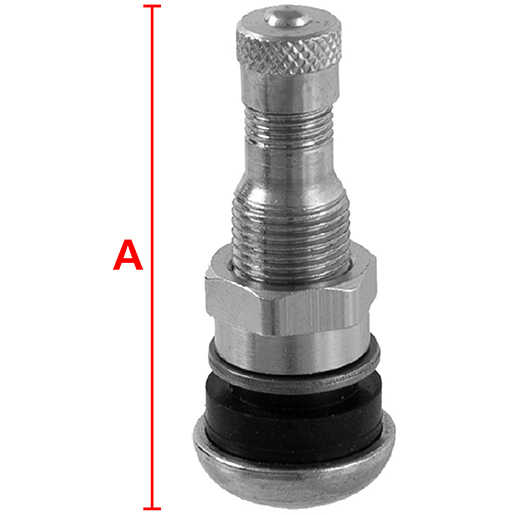 Dessin technique de Valve tubeless nickelée avec écrou court 100