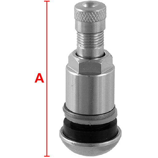 Valvola tubeless nichelata con dado lungo e guarnizione in nylon Disegno tecnico di Valvola tubeless nichelata con dado lungo e guarnizione in nylon 100