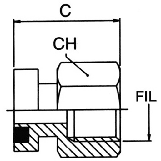 Technische Zeichnung von Bajonettanschluss Innengewinde 100