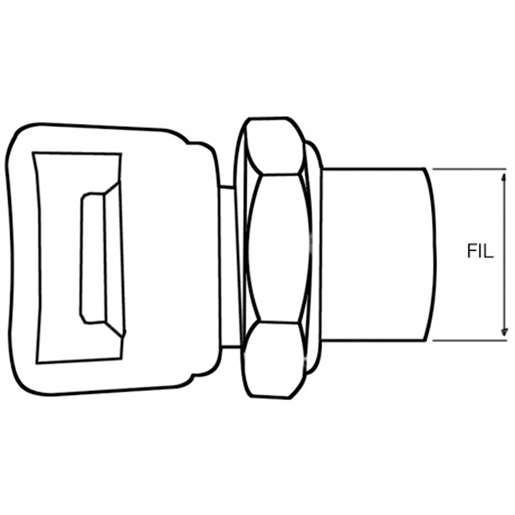 Technische Zeichnung von Kupplung Außengewinde mit Mutter 100