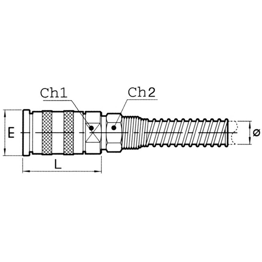 Technische Zeichnung von KUPPLUNG-NYLONSCHL.MIT KNICK. 6x8MM 100