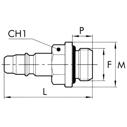 Technische Zeichnung von Schnellkupplung Außengewinde mit Kugelrastung - METAL WORK Serie 100 (MINI) 105