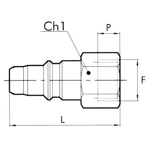 Dessin technique de Raccord rapide fileté femelle avec système d’accrochage à billes - série 100 METAL WORK (mini) 100
