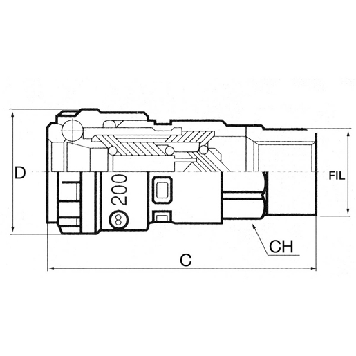 Technische Zeichnung von Kupplung (STANDARD) mit Innengewinde 100