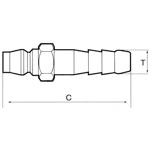 Technische Zeichnung von Schnellkupplung mit Schlauchtülle 100