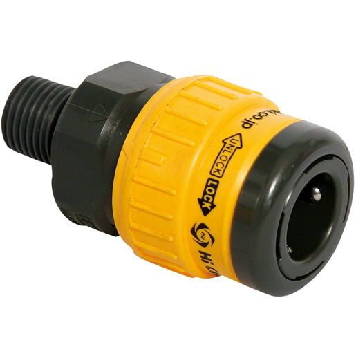 Kunststoffkupplung mit Ventil mit Außengewinde