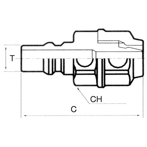 Technische Zeichnung von Kunststoffkupplung mit Schlauchanschluss 100