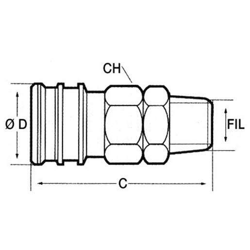 Technische Zeichnung von Kupplung (Riese) mit Außengewinde 100
