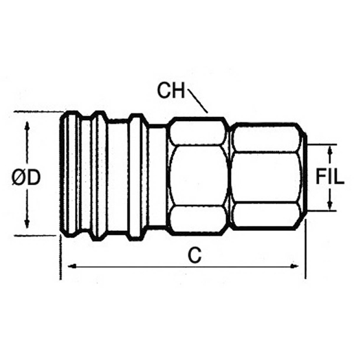 Technische Zeichnung von Kupplung (riesig) mit Innengewinde 100