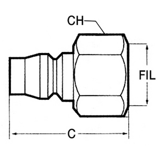 Technische Zeichnung von Schnellkupplung "Gigante" mit Innengewinde 100