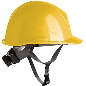 Casco polietileno con barbuquejo amarillo