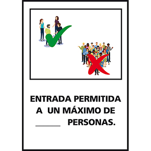 SEÑAL ’’ENTRADA PERMITIDA X PERSONAS’’