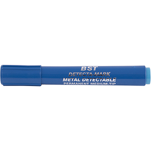 Blue marker detectable by metal detector