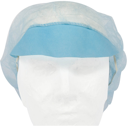 CUFFIA CON VISIERA IN PLP AZZURRA 100 PZ CUFFIA CON VISIERA IN PLP AZZURRA 100 PZ