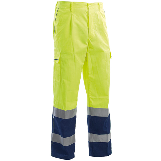 WARNSCHUTZHOSEN HV SOMM GELB/BLAU GR L