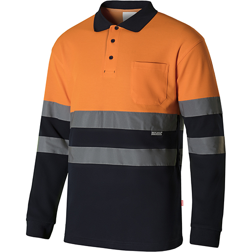 POLO ML HV ORANGE/BLAU GR L POLO ML HV ORANGE/BLAU GR L