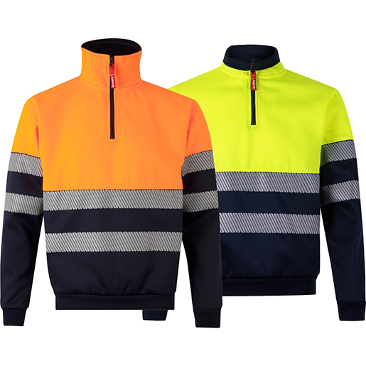Zweifarbiger Pullover mit segmentiertem Reißverschluss hoher Sichtbarkeit