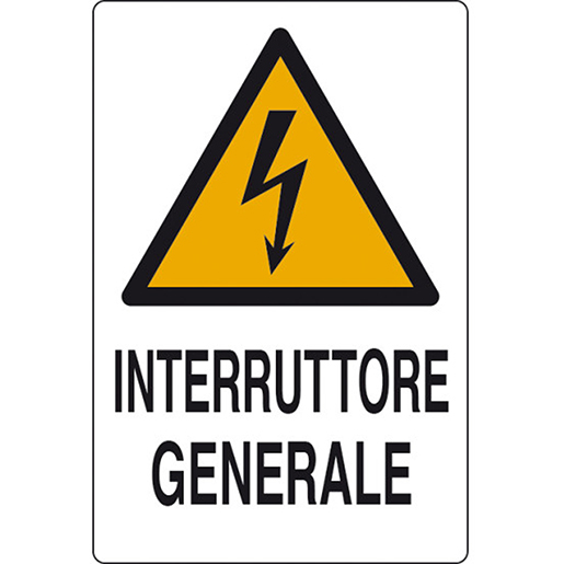 Cartello INTERRUTTORE ELETTRICO GENERALE Cartello INTERRUTTORE ELETTRICO GENERALE