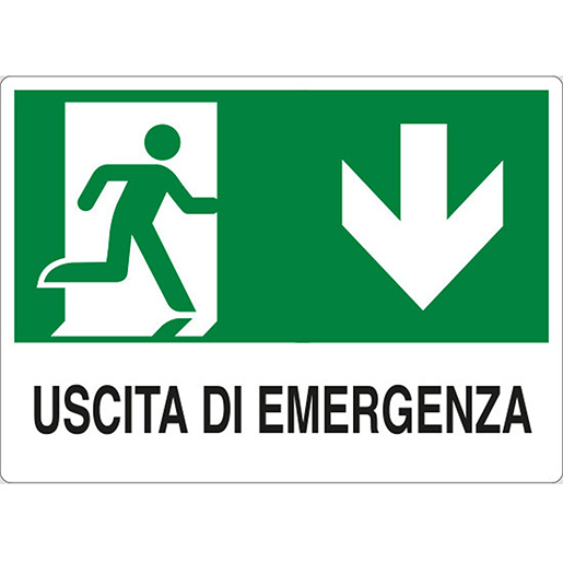 Cartello USCITA DI EMERGENZA GIÙ Cartello USCITA DI EMERGENZA GIÙ