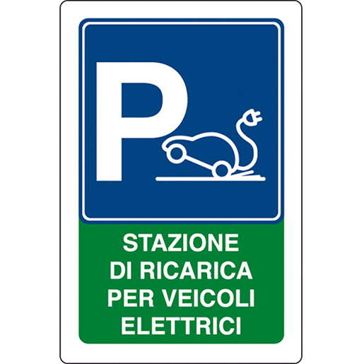 Cartello STAZIONE DI RICARICA PER VEICOLI ELETTRICI Cartello STAZIONE DI RICARICA PER VEICOLI ELETTRICI
