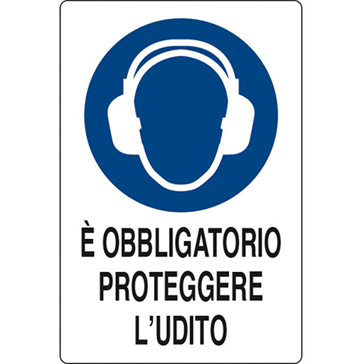 Cartello per segnalazione obbligo protezione udito Cartello per segnalazione obbligo protezione udito